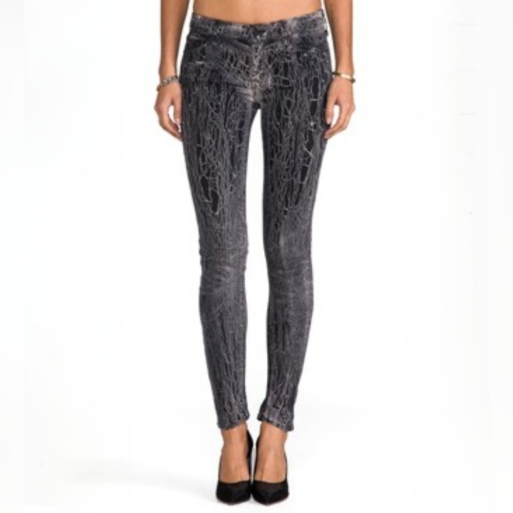 Mother Black Breaking Point The Looker  Abstract Jeans 25
